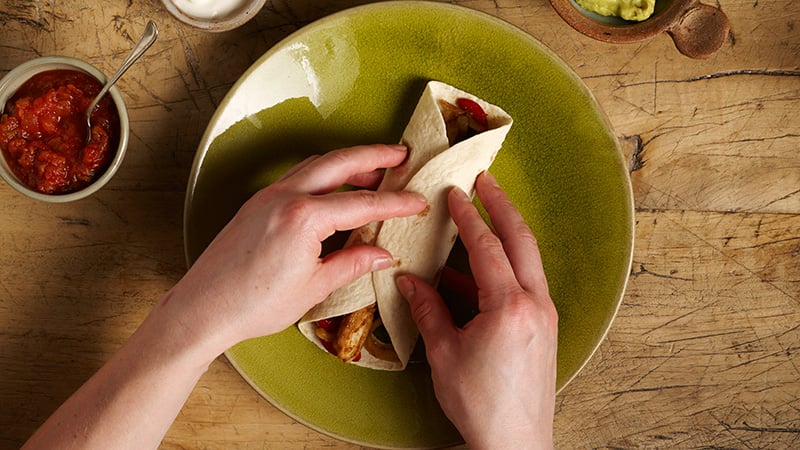 How to fold a fajita – Step 3